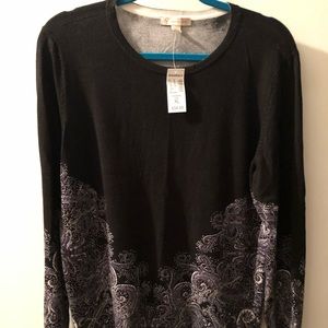 Dressbarn Women’s Black Paisley Sweater NWT XL